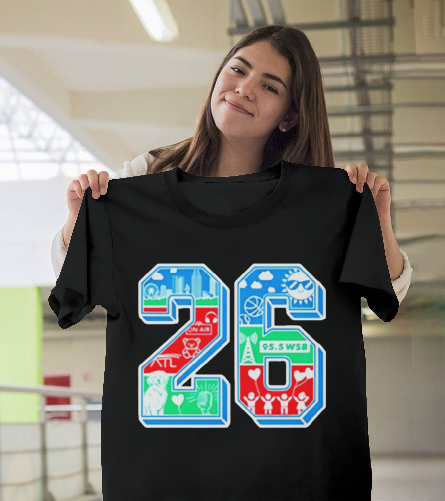 26th Annual WSB Care A Thon 95.5 WSB ATL Skyline Basketball Teddy Bear Radio Sun T-Shirt