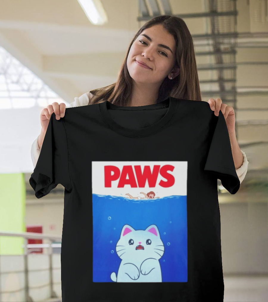 Paws Cat Parody Movie Jaws T-Shirt