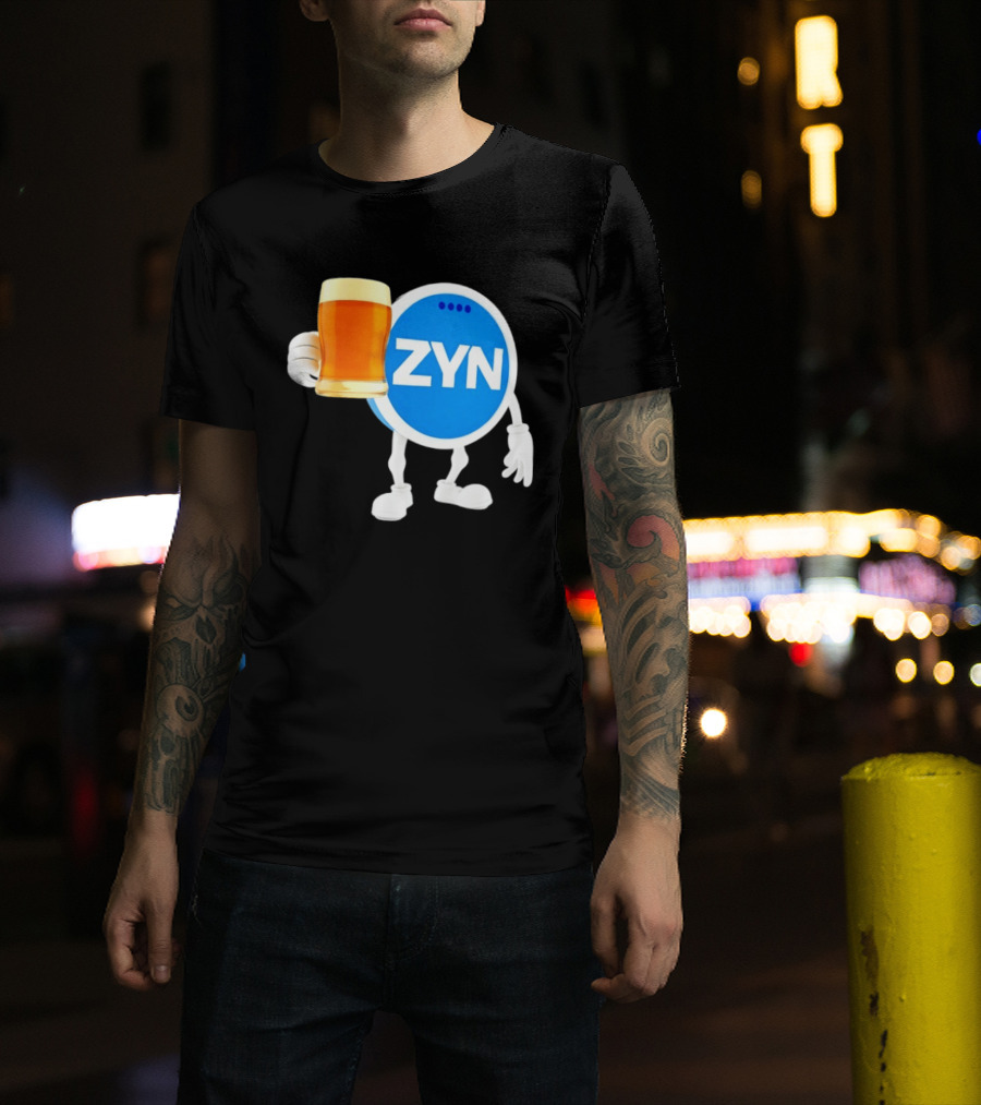 ZYN Snus Beer Character Holding T-Shirt