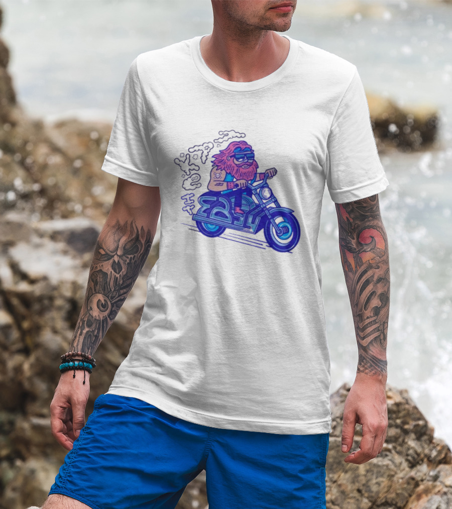 Billy Biker Cartoon Motorcycle Bearded Man T-Shirt