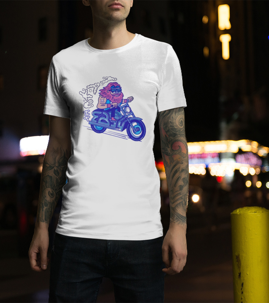 Billy Biker Cartoon Motorcycle Bearded Man T-Shirt