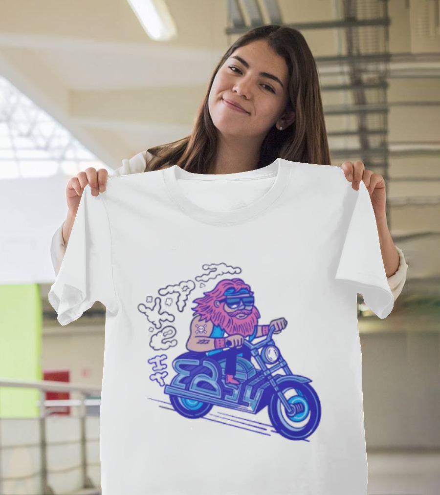 Billy Biker Cartoon Motorcycle Bearded Man T-Shirt