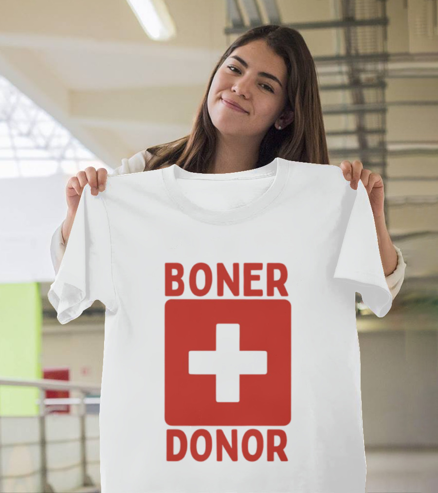 Boner Donor Sarcastic Adult Humor Red Cross T-Shirt