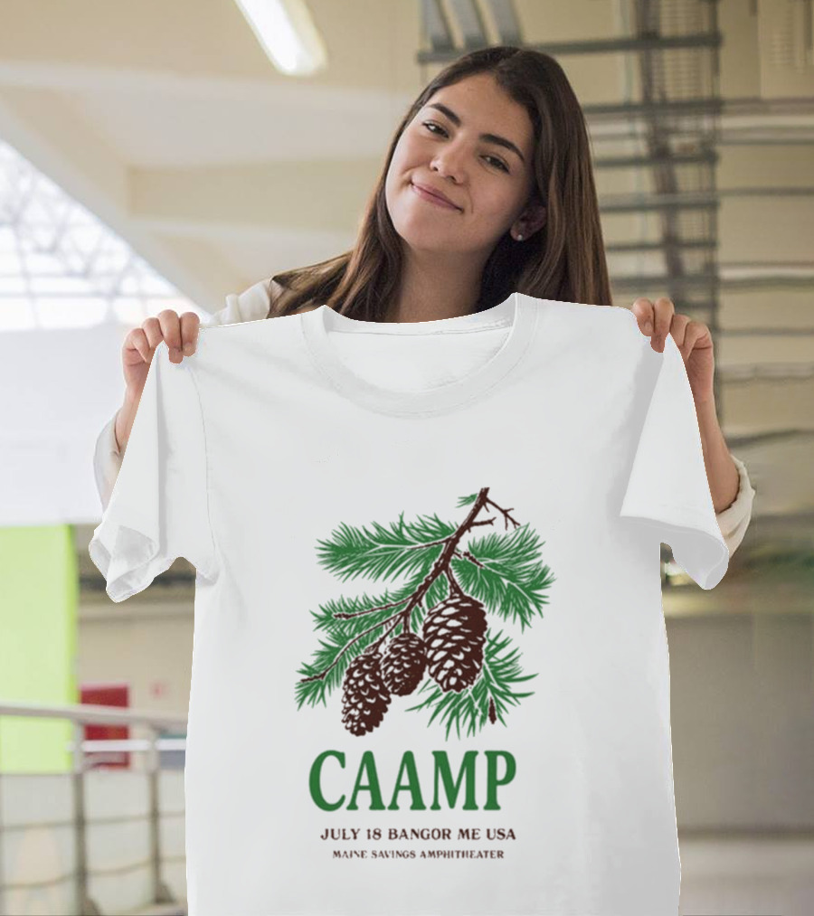 Caamp July 18 Bangor Maine USA Maine Savings Ampitheater Pinecones T-Shirt