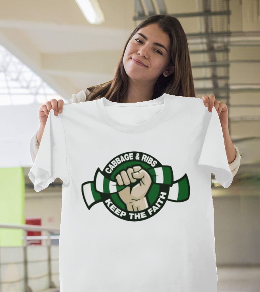 Cabbage & Ribs Keep The Faith Celtic FC Fist T-Shirt