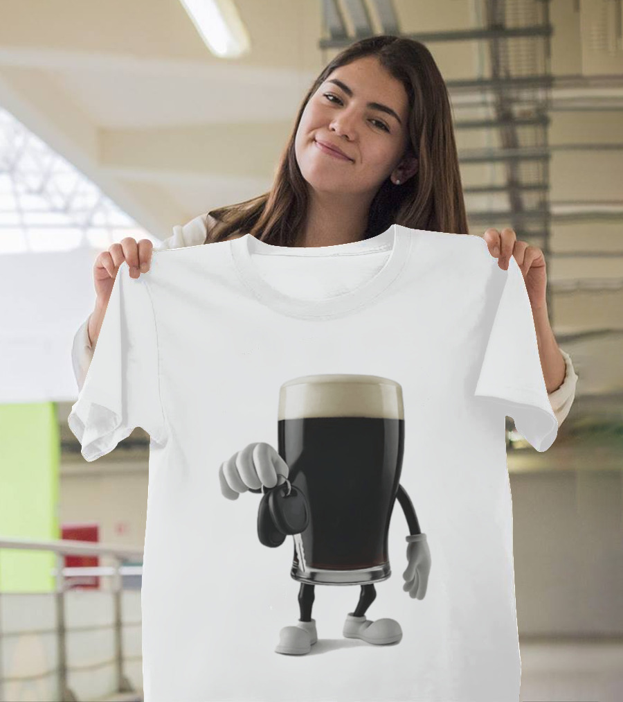 Guinness Beer Pint Holding Car Keys T-Shirt