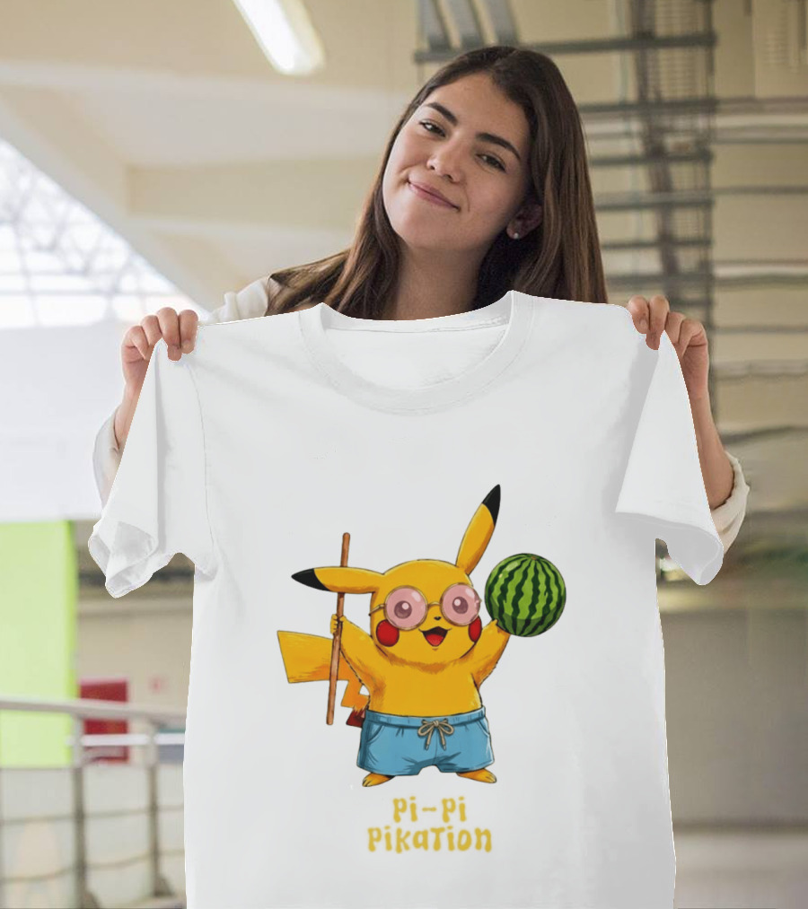 Pikachu Watermelon Summer Pi Pi Pikation Cute Sunglasses Beach T-Shirt