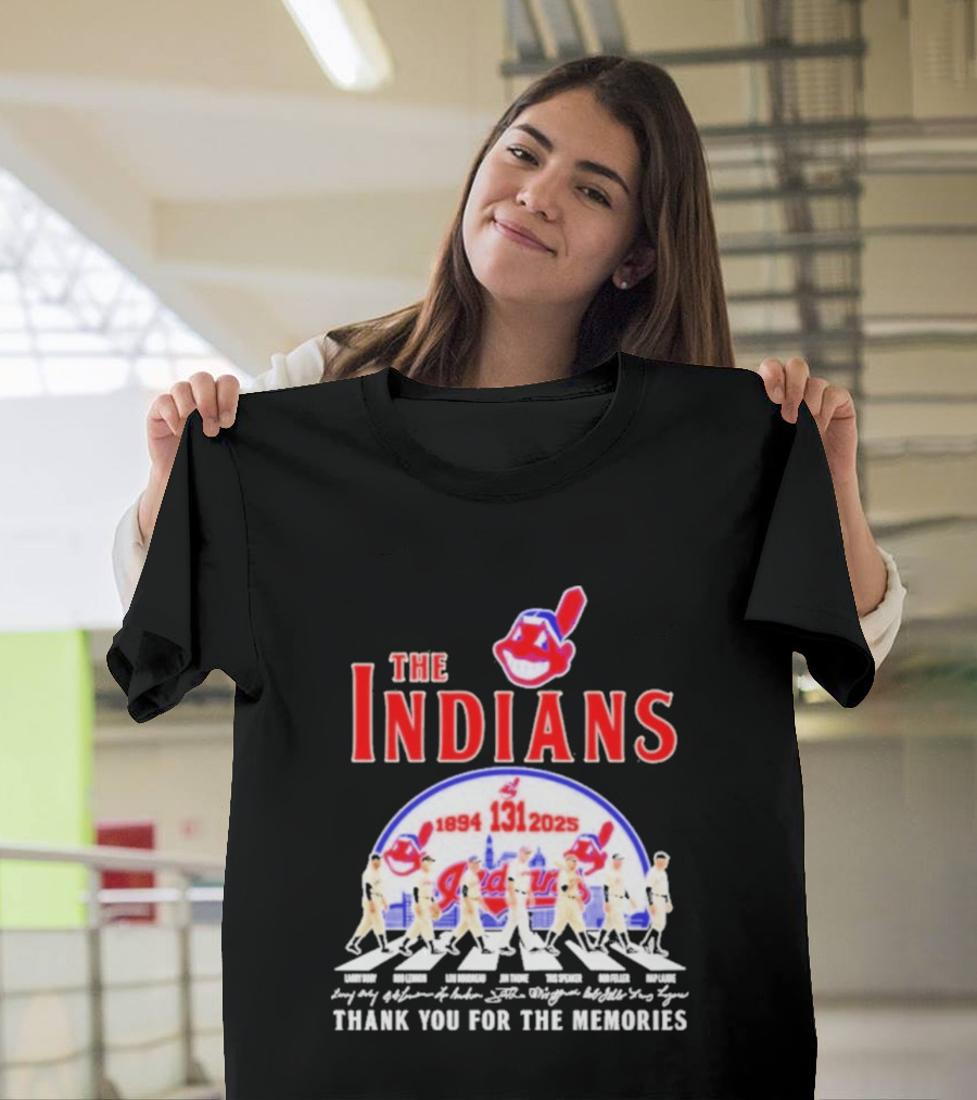 The Cleveland Indians 131st Anniversary 1894 2025 Thank You For The Memories Abbey Road Signatures T-Shirt