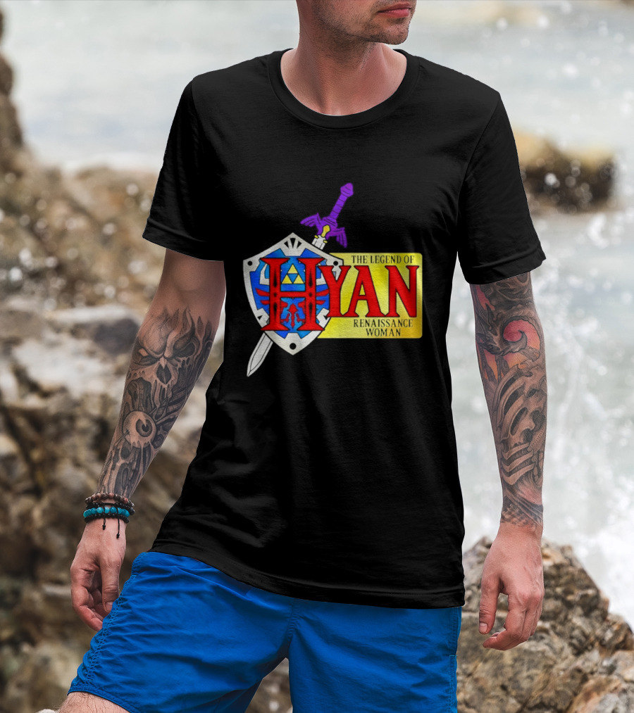 Hyan Renaissance Woman Legend Triforce Shield Sword T-Shirt