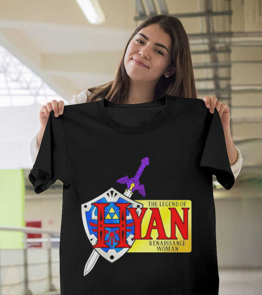 Hyan Renaissance Woman Legend Triforce Shield Sword T-Shirt