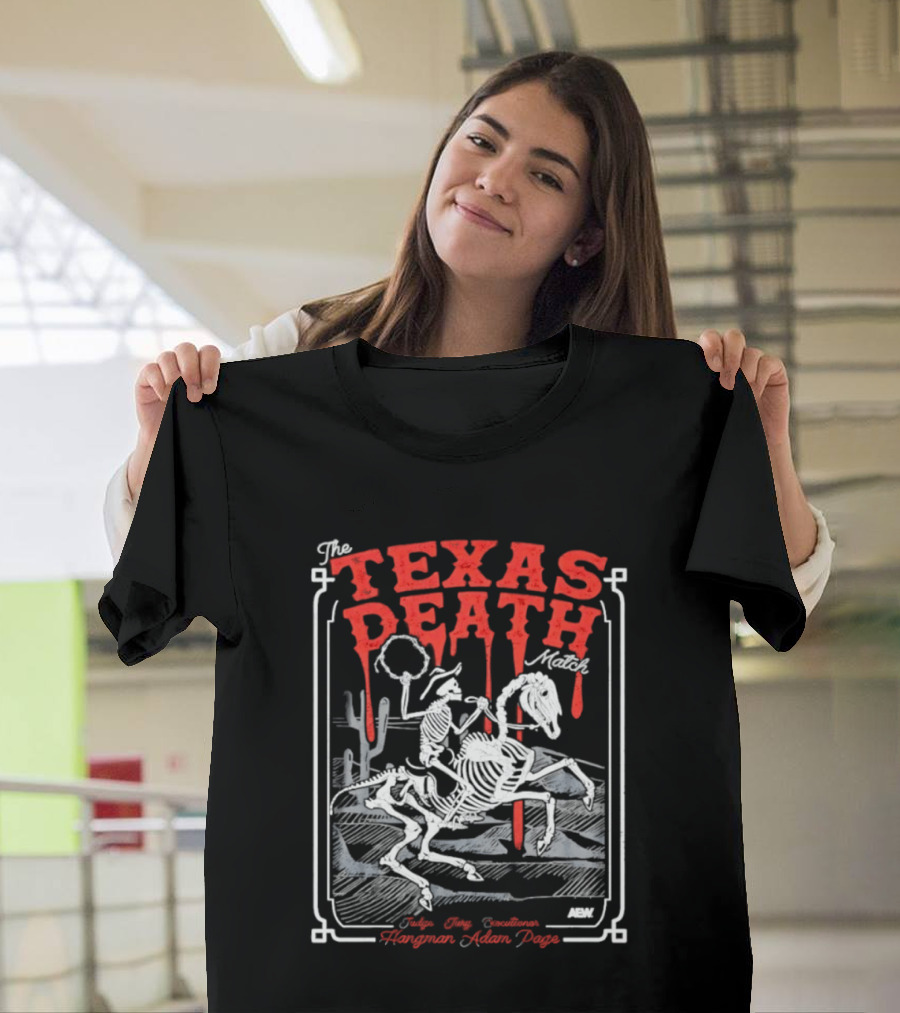 The Texas Death Match Skeleton Riding Wild Desert Scene T-Shirt
