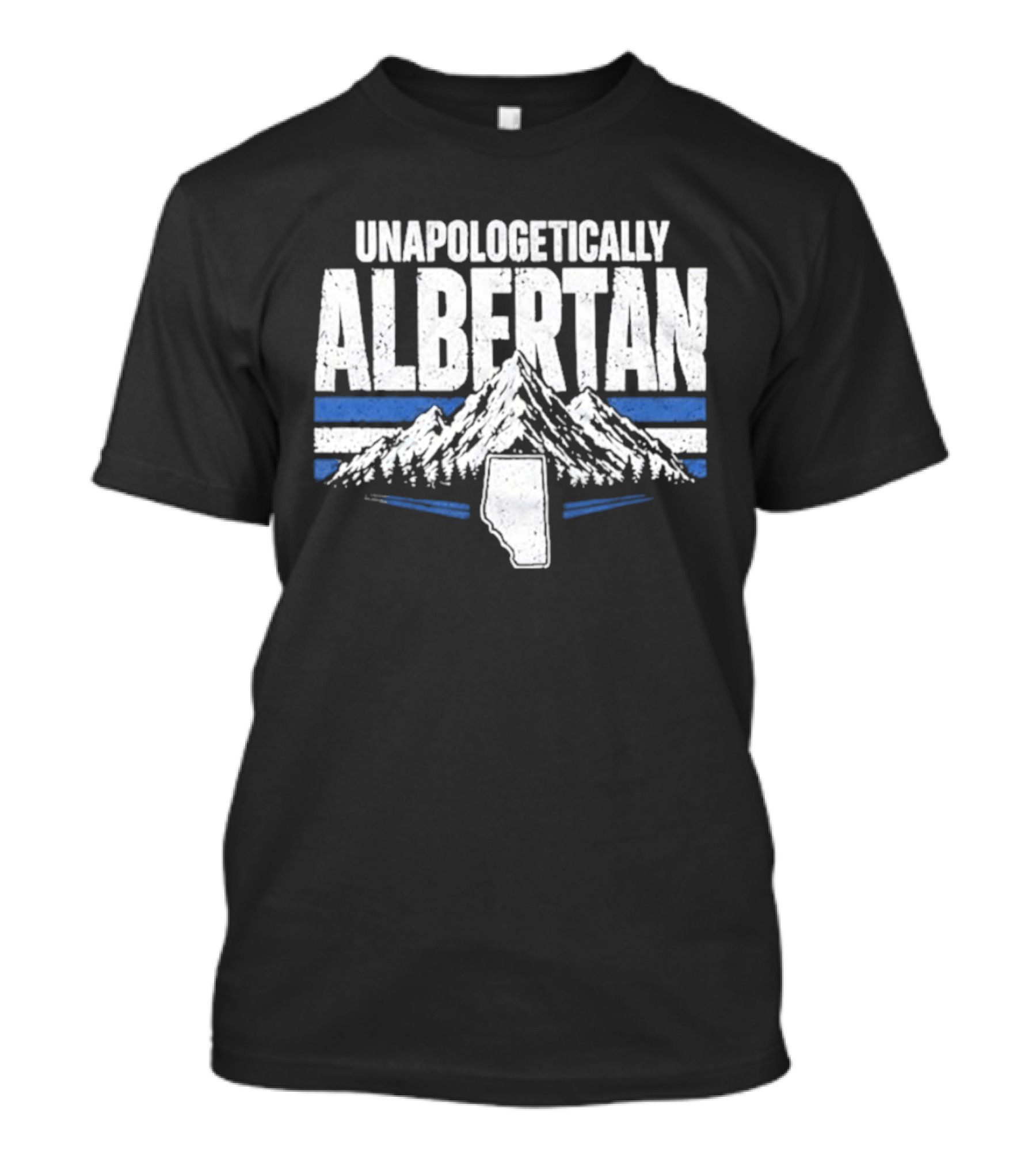 Unapologetically Albertan Alberta Map Mountains Stripes T-Shirt