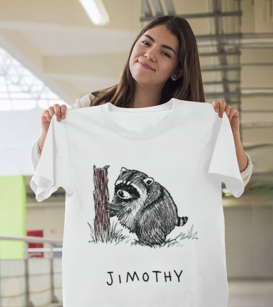 Jimothy Raccoon Hugging Tree Drawing T-Shirt