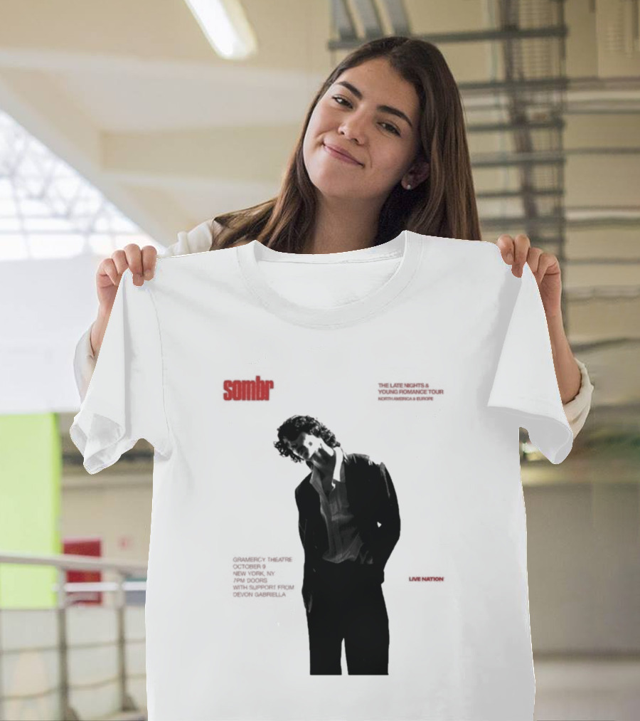 Sombr The Late Nights And Young Romance Tour Dates 2025 North America And Europe T-Shirt