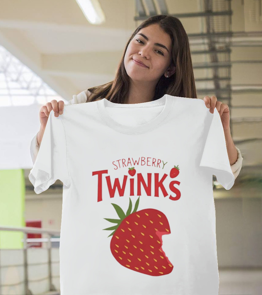 Strawberry Twinks With Bitten Strawberry Motif T-Shirt