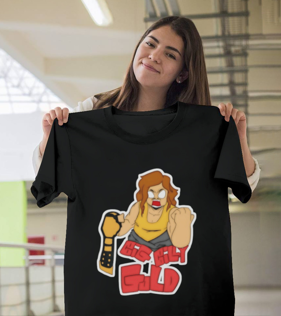 Big Billy Gold Wrestling Champion Belt Bold Cartoon T-Shirt