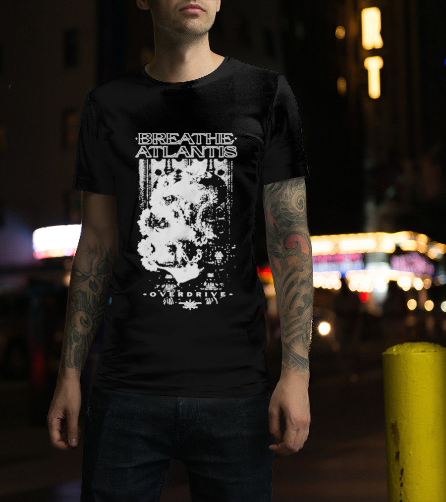 Breathe Atlantis Overdrive White Text And Skull T-Shirt