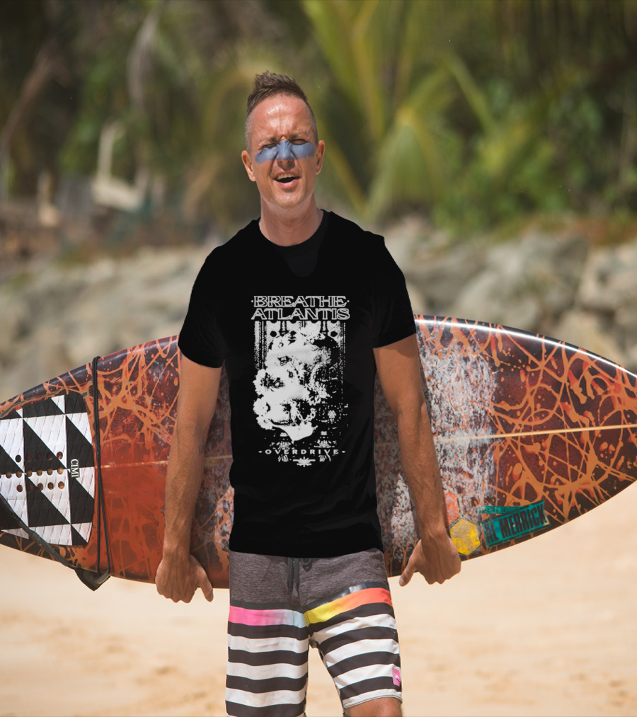 Breathe Atlantis Overdrive White Text And Skull T-Shirt