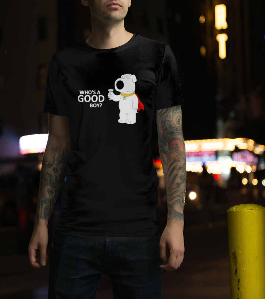 Brian Griffin Who's A Good Boy Family Guy Red Cape Martini T-Shirt