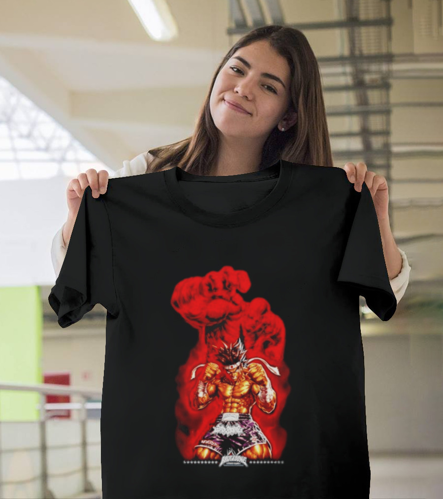 Brick And Bone Fight Club Thai Boxing Warrior With Fiery Fist T-Shirt