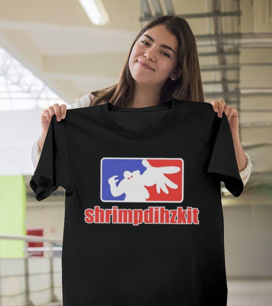 Shrimpdihzkit NBA Style Branding Parody Red White Blue T-Shirt