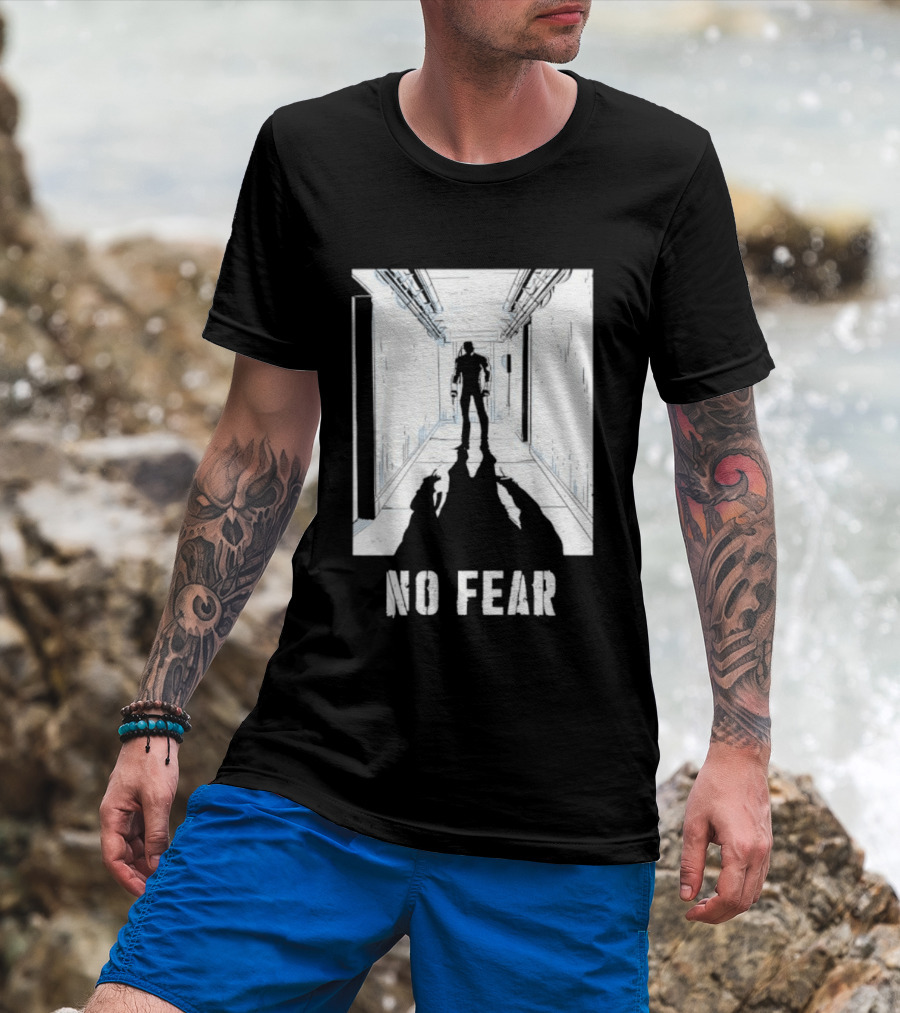 No Fear Courage Motivation Silhouette In Corridor T-Shirt