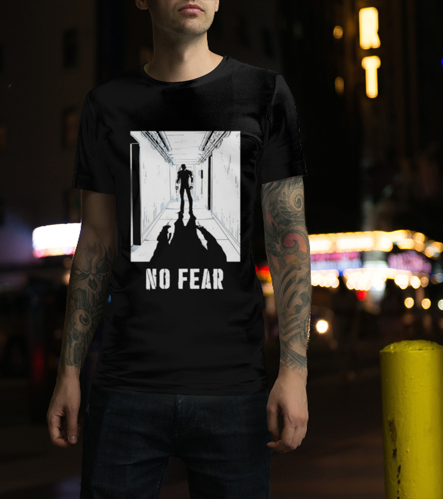 No Fear Courage Motivation Silhouette In Corridor T-Shirt