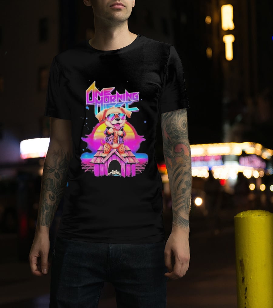 One Morning Left Puppy Doghouse 80s Retro Sunglasses Sunset Vibe T-Shirt