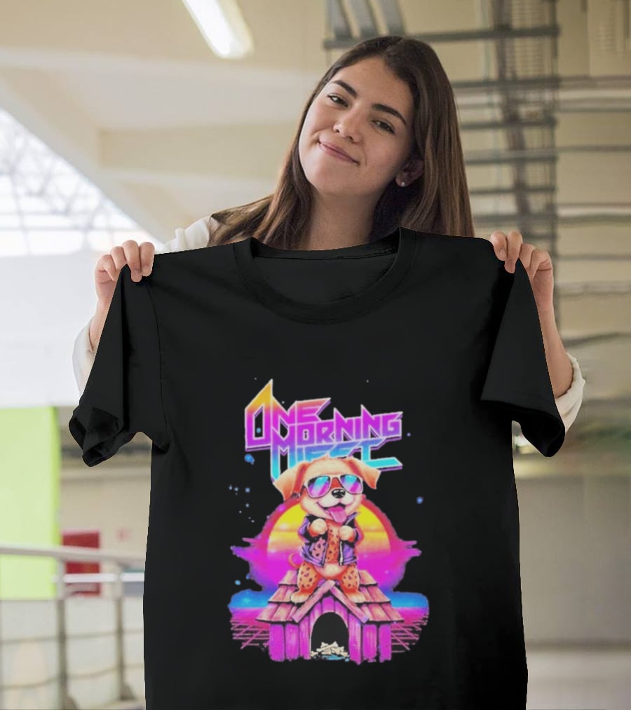One Morning Left Puppy Doghouse 80s Retro Sunglasses Sunset Vibe T-Shirt