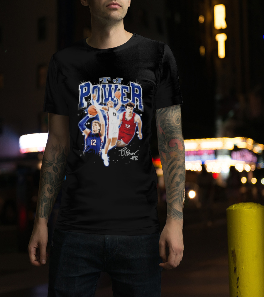 TJ Power Penn Quakers Basketball Player Number 12 Collage T-Shirt
