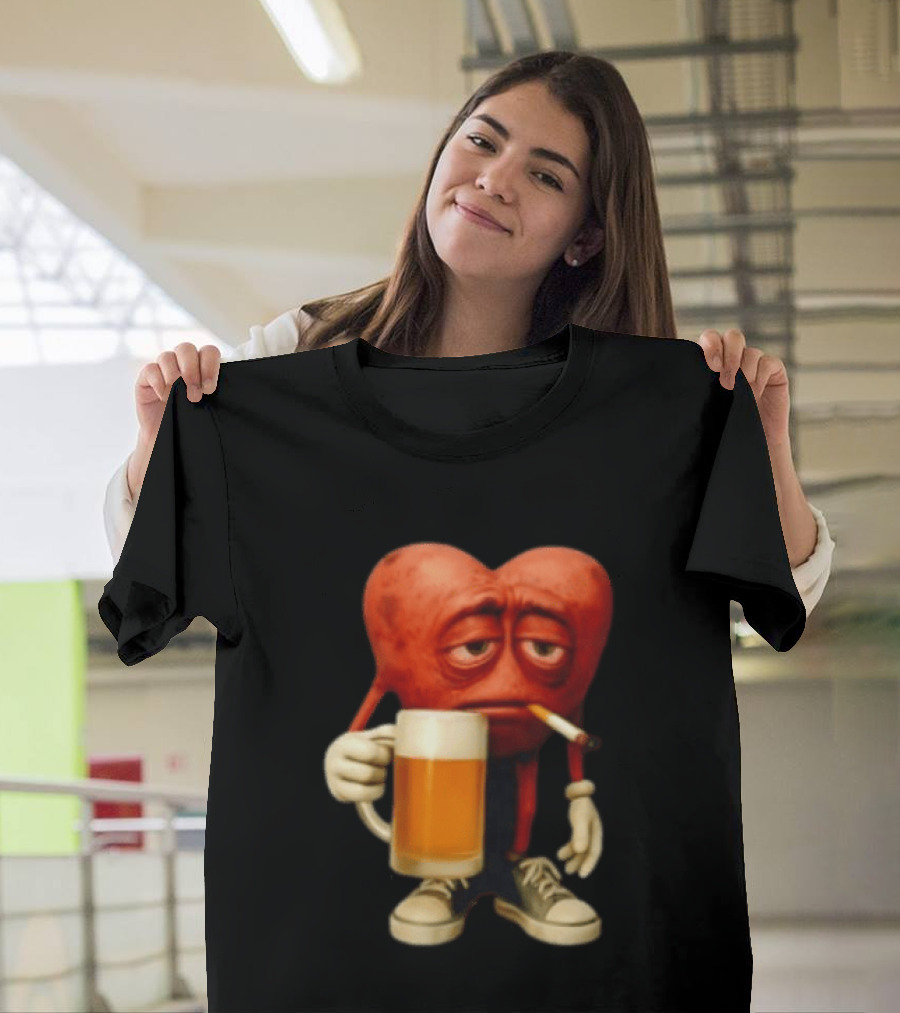 Your Heart Smoking Cigarette And Holding Beer In Sneakers T-Shirt