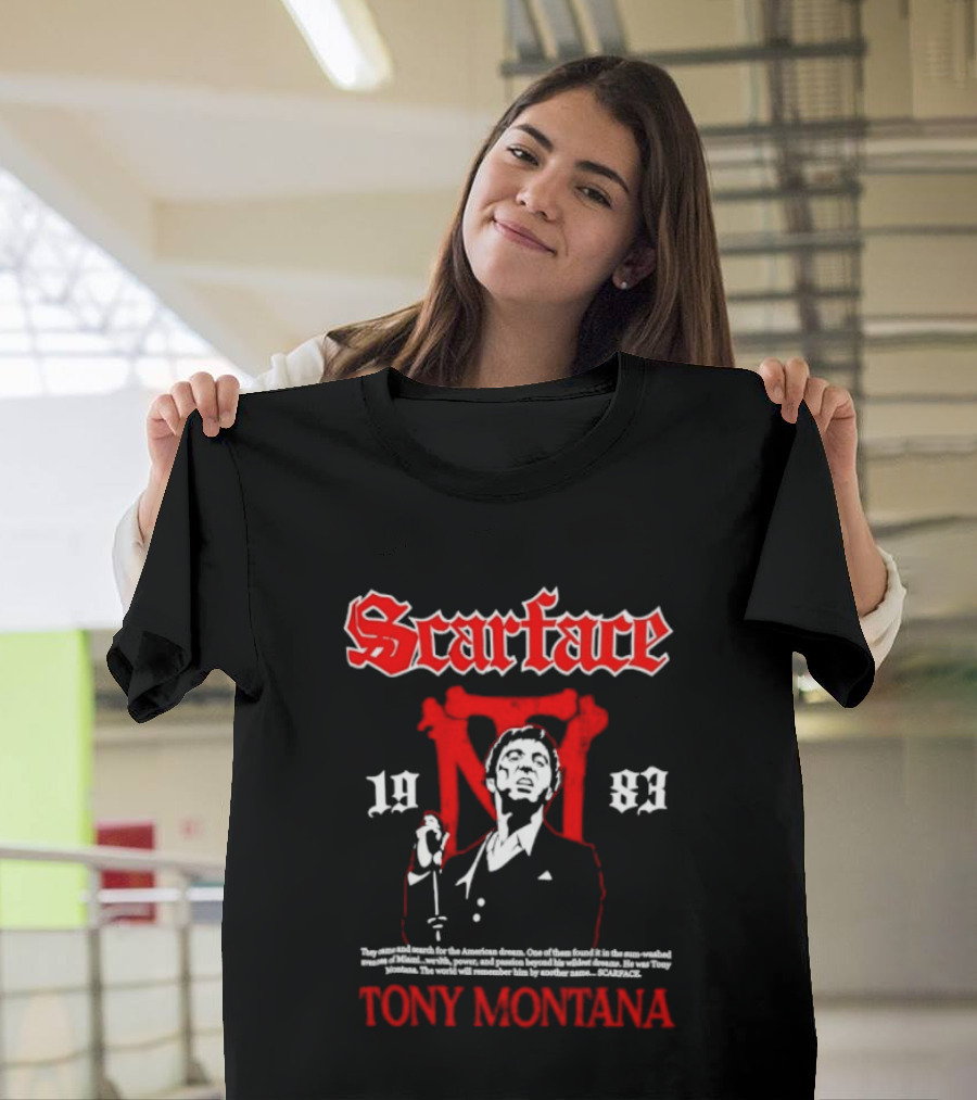 Scarface 1983 Tony Montana American Dream Red White T-Shirt