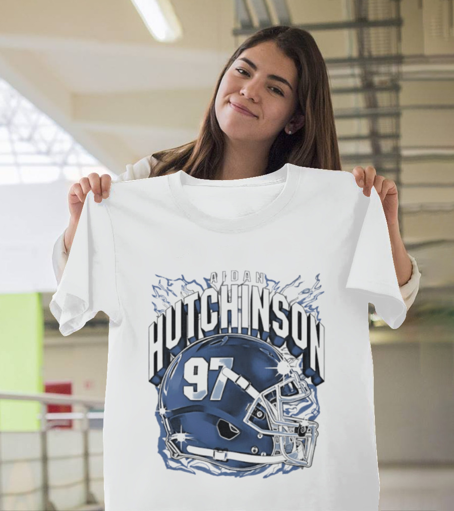 Aidan Hutchinson 97 Detroit Lions Football Helmet T-Shirt