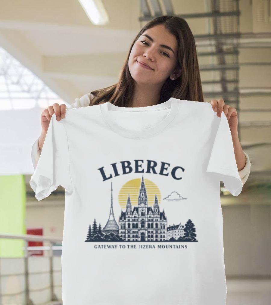 Liberec Gateway To The Jizera Mountains Skyline Silhouette With Tower And Cloud T-Shirt