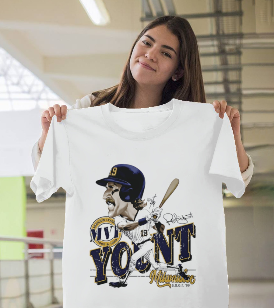 Robin Yount Milwaukee MVP American League 1982 1989 Milwaukee B.O.C. '90 T-Shirt
