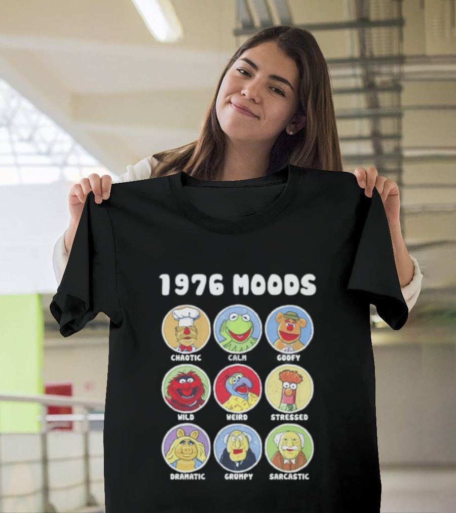 1976 Moods The Muppets Kermit Miss Piggy Animal Fozzie Beaker Swedish Chef Bunsen Honeydew Sam Eagle Statler Waldorf T-Shirt
