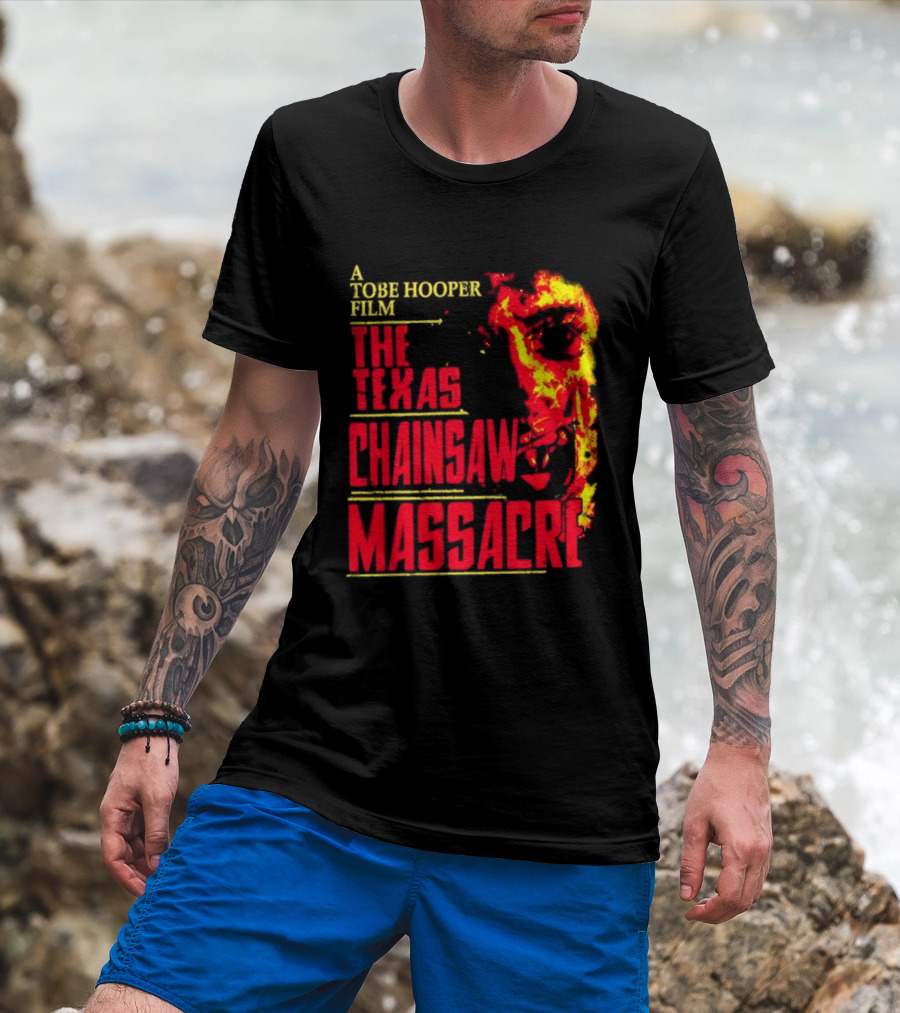 A Tobe Hooper Film The Texas Chainsaw Massacre Flame Chainsaw T-Shirt