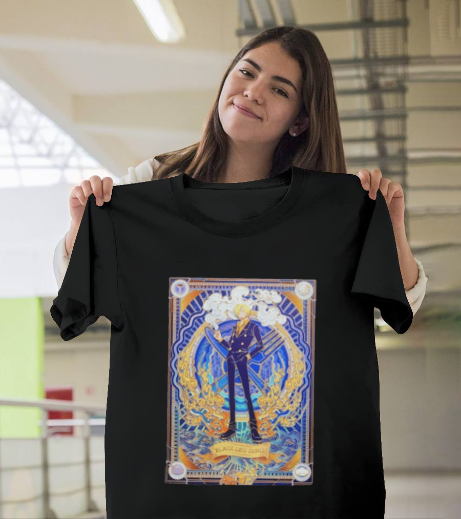 Sanji Black Leg Flames Smoking One Piece Character Art Tarot T-Shirt