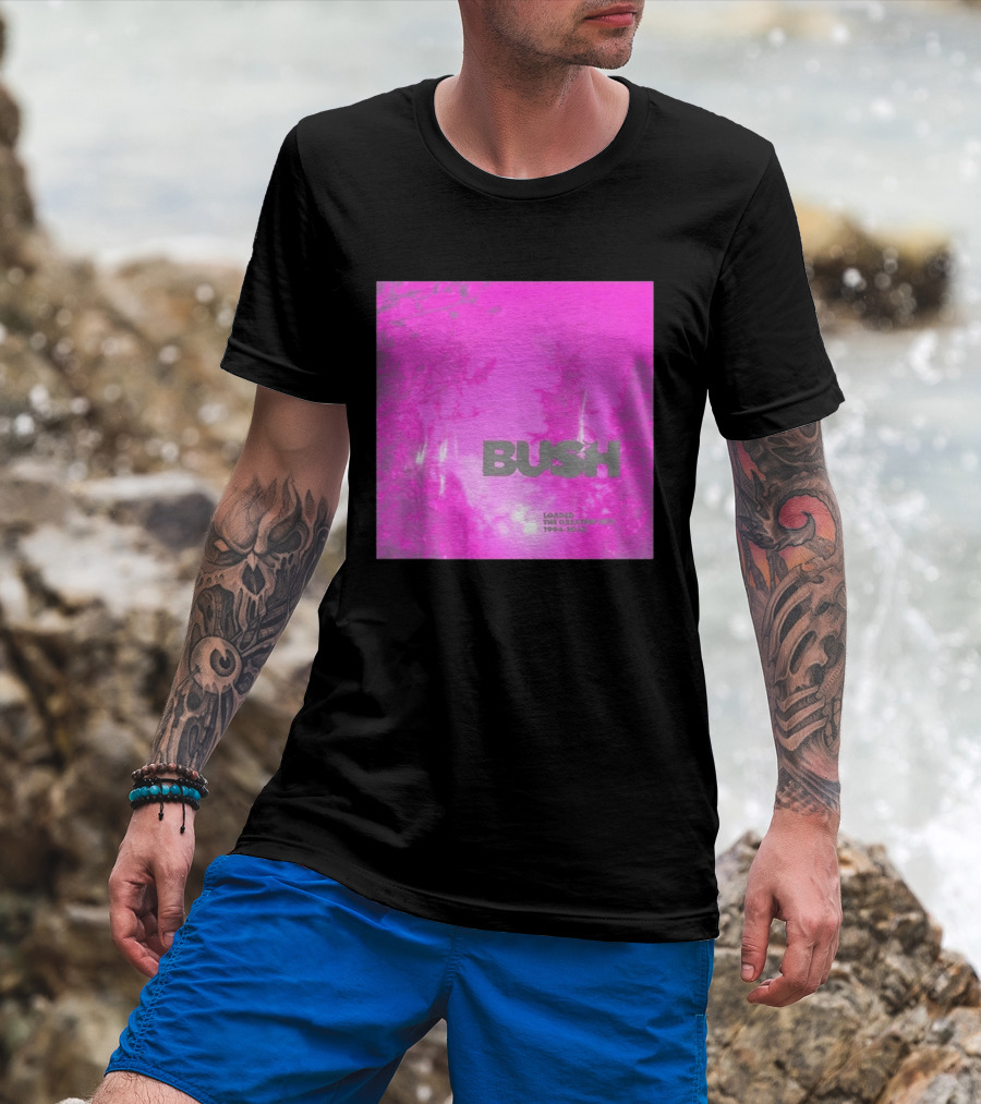 Bush Loaded The Greatest Hits 1994 2023 Pink Album Cover T-Shirt