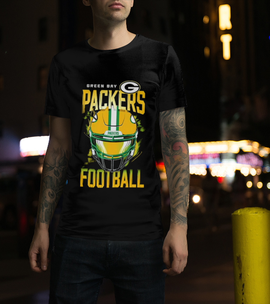 Green Bay Packers Football Helmet Packers Football T-Shirt