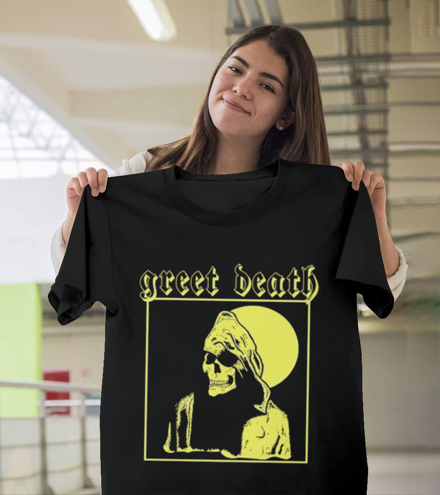 Greet Death Grim Reaper Band Alternative Rock Skeleton Halo T-Shirt