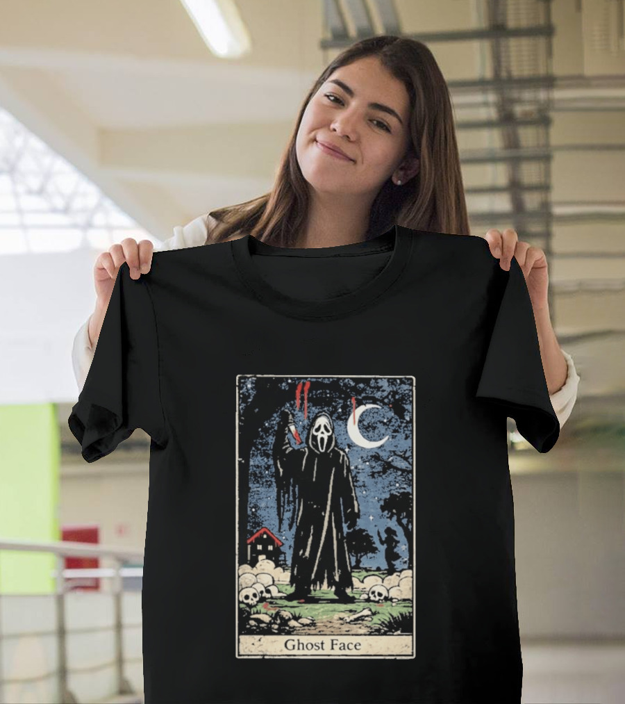 Ghost Face Scream Changes Tarot Card Crossover Halloween Horror Villain T-Shirt