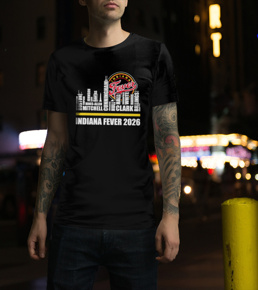 Indiana Fever 2026 Roster Skyline WNBA T-Shirt