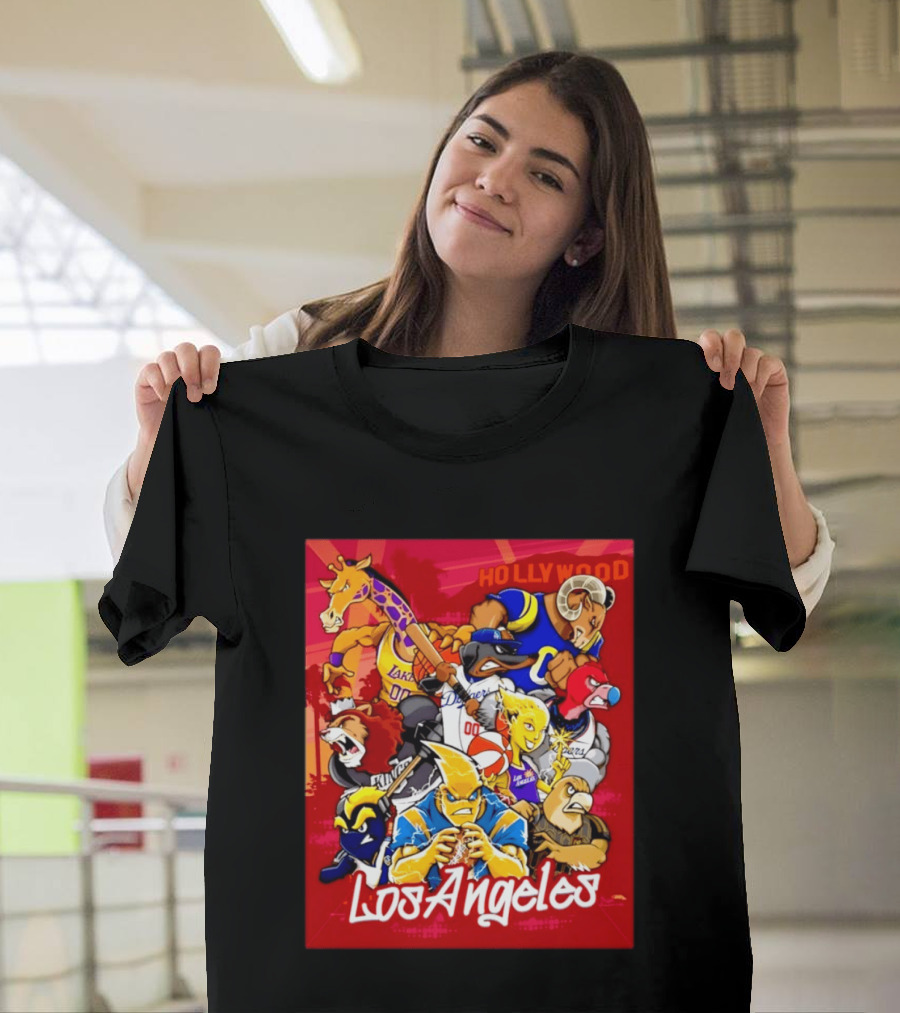 Los Angeles Legends Hollywood Sports Mashup With Dodgers Lakers Kings Rams And Clippers T-Shirt