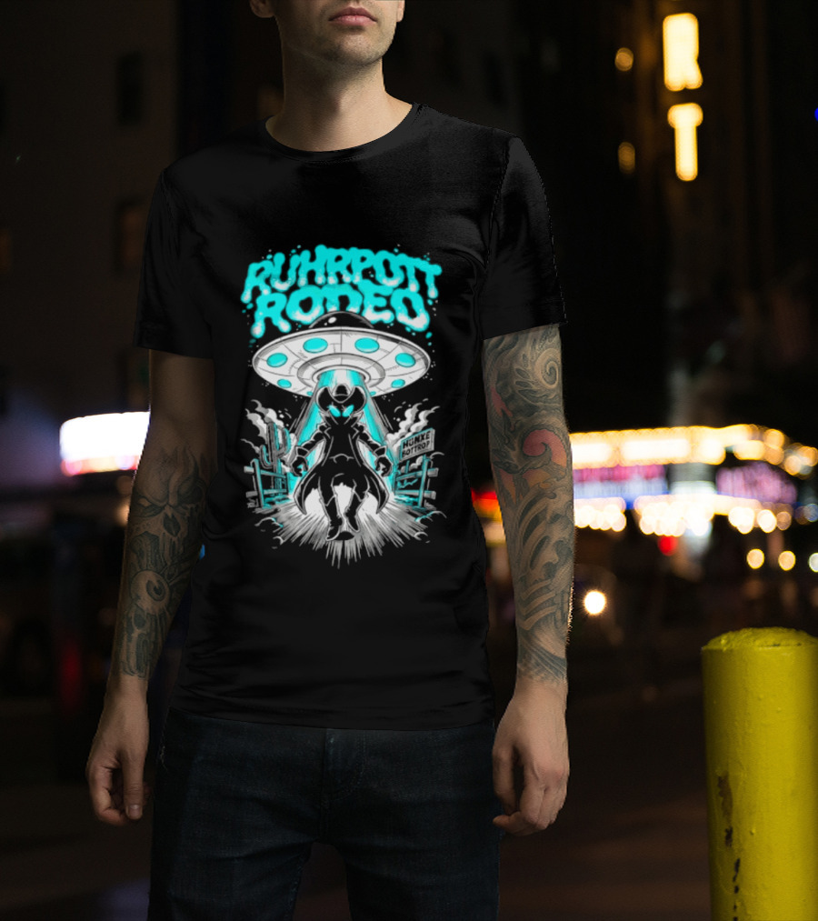 Ruhrpott Rodeo Hunxe Bottrop Alien Cowboy UFO Texas Stadium T-Shirt