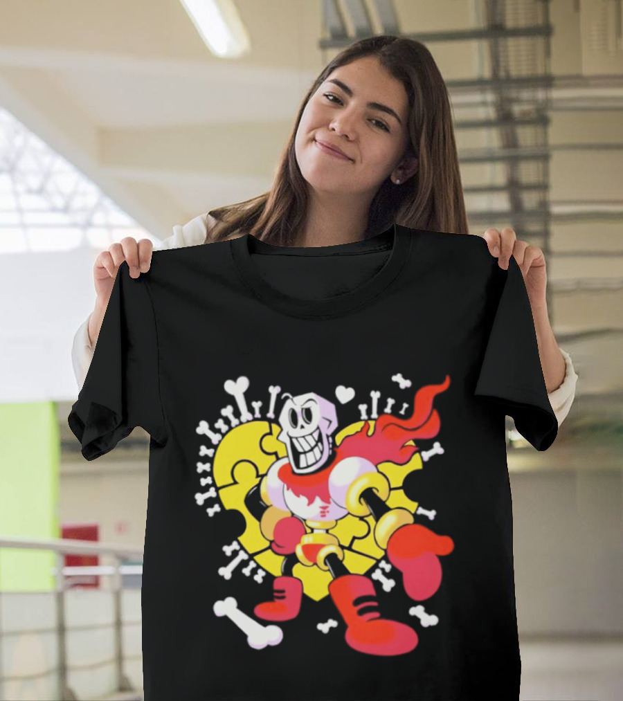 Papyrus Bonetrousle 10th Anniversary Undertale Puzzle Heart Skeleton T-Shirt
