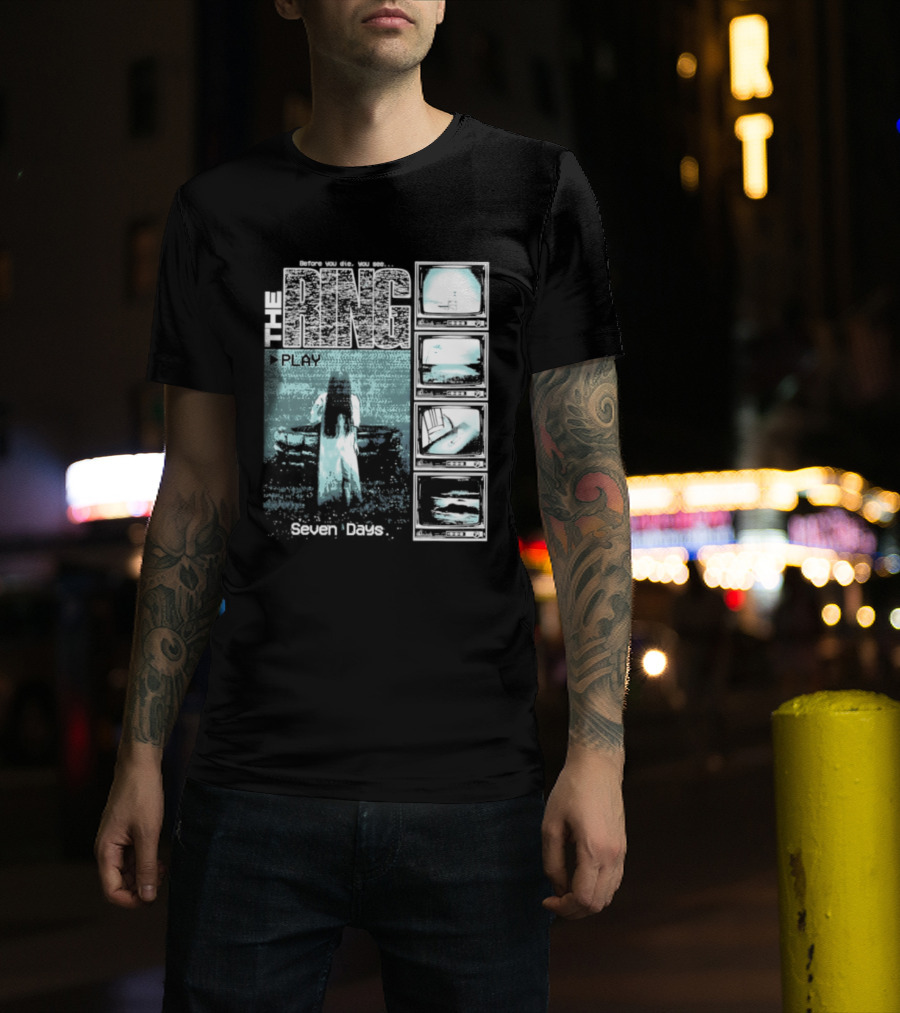 The Ring Seven Days Play Tape Iconic Horror Movie Scene T-Shirt