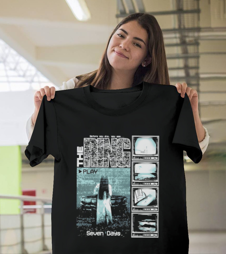 The Ring Seven Days Play Tape Iconic Horror Movie Scene T-Shirt
