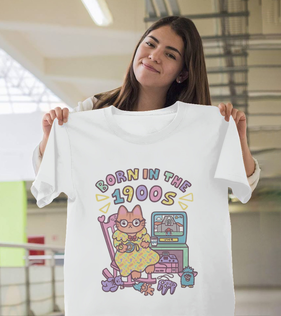 Born In The 1900s Cat VHS Gaming Nostalgia T-Shirt