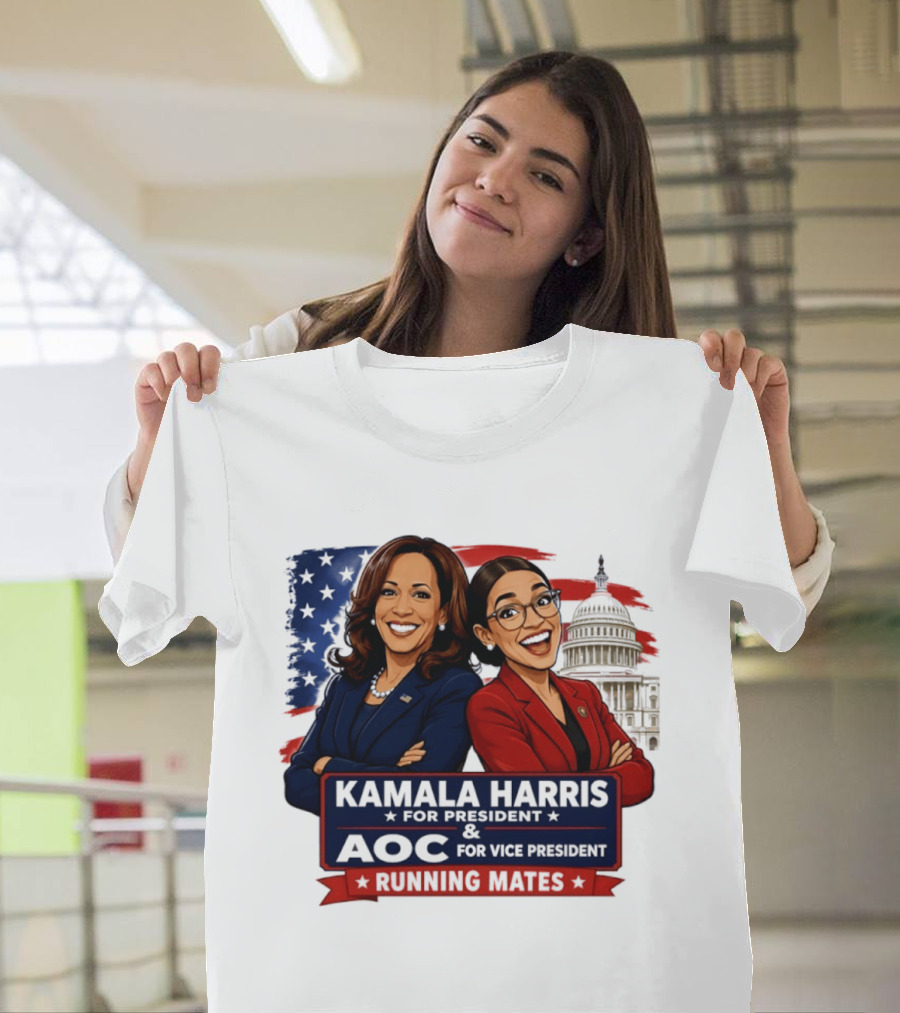 Kamala Harris For President AOC Vice President Running Mates Capitol T-Shirt